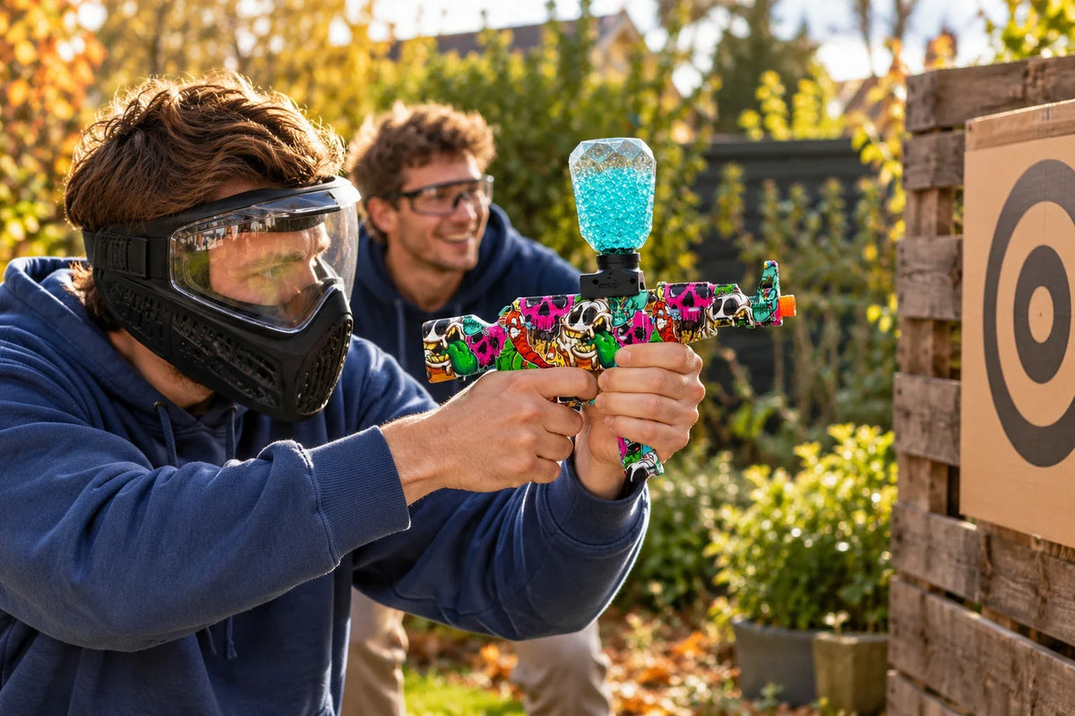 Mini Strike Demon Poison i brug med ansigtsbeskyttelse – AI-genereret inspirationsbillede