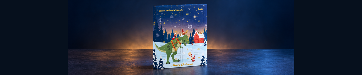Tinka Dino Kingdom julekalender – Dinosaurfigurer på kollektionsbanner
