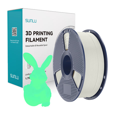 Sunlu PLA Glow-in-the-Dark filament – hvid med grøn efterglød, 1,75 mm, 1 kg