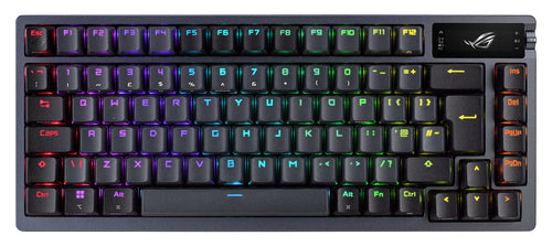 ASUS M701 ROG AZOTH/NXRD/FR – taster og arbejdsflade set ovenfra; tastaturlayout illustrativt