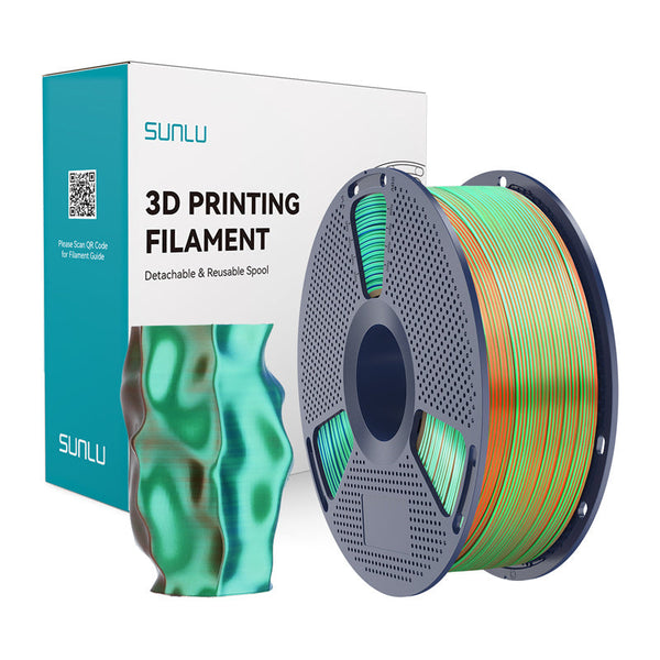 Sunlu PLA+ Silk Tri-Color filament – orange/blå/grøn, 1,75 mm, 1 kg