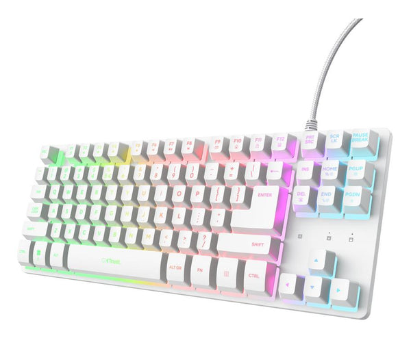Trust GXT 833W Thado TKL Gaming-tastatur – Hvid, Nordisk