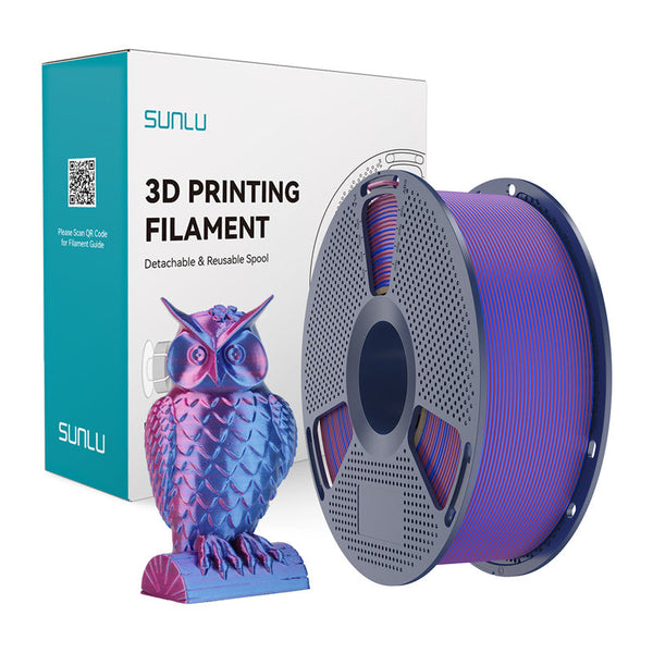 Sunlu PLA+ Silk Dual Color filament – rød/blå, 1,75 mm, 1 kg