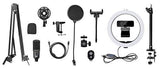 Streaming Kit, Microphone, Webcam, Ring Light