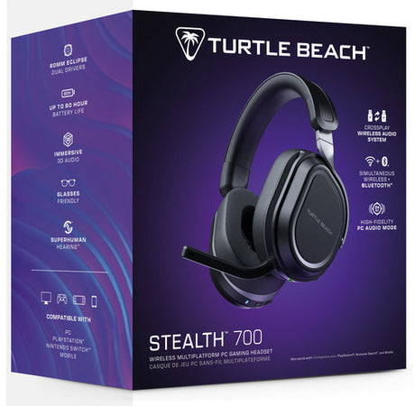 Turtle Beach Stealth 700 Gen 3 – trådløst PC-headset, sort – Emballage set skråt