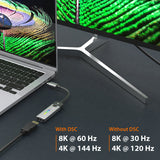 j5create USB-C til HDMI 2.1 – 8K-skærmadapter – Illustration af opløsninger med og uden DSC