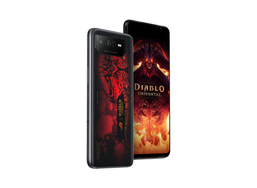 ASUS ROG Phone 6 Diablo Immortal Edition – vist i en samlet opsætning (vinkel 3)