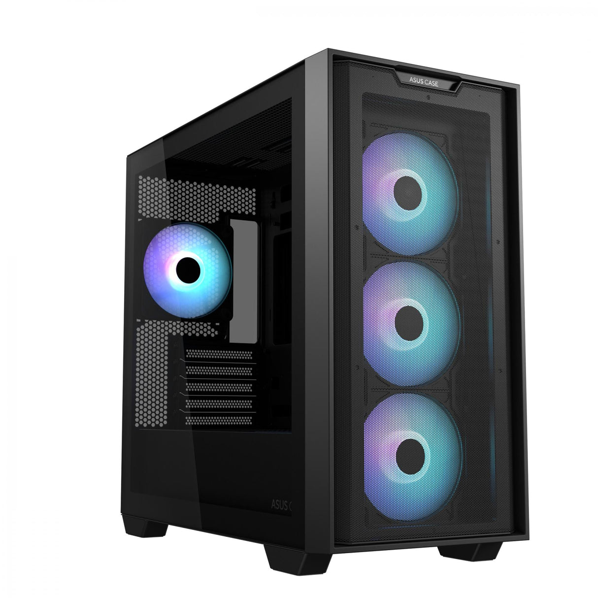 ASUS A21 PLUS mATX Case with 4 Pre-installed ARGB Fans, BTF support - Black ASUS