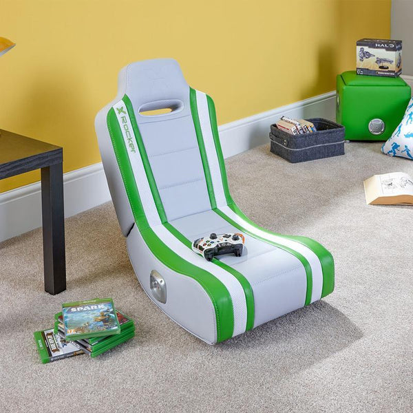 X-Rocker Shadow 2.0 gamingstol med lyd – grøn/hvid