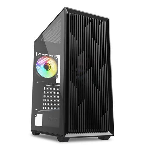 Sort Sharkoon VK2 RGB kabinet med hærdet glasside og ARGB bagblæser