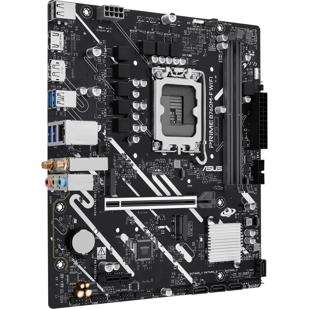 ASUS PRIME B760M-F WIFI – bundkort set ovenfra