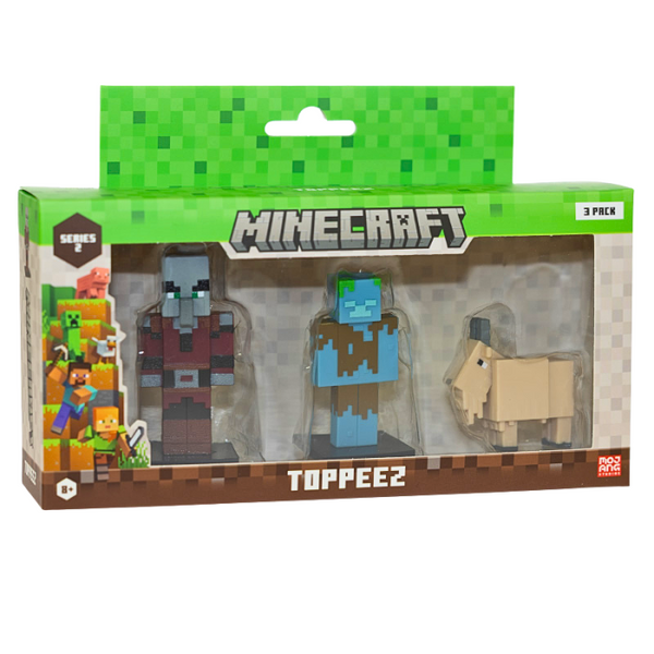 Minecraft 3-pak 3D-figurer – Pillager, Drowned og Goat – 6 cm
