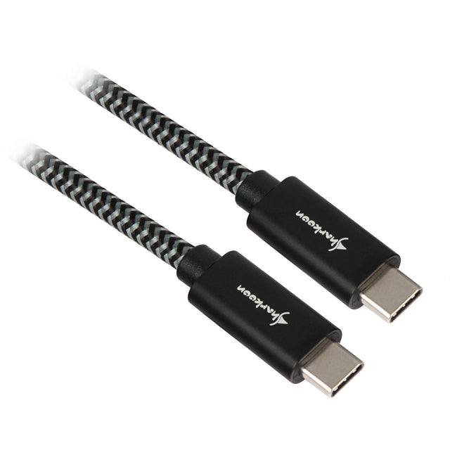 Sort og gråt flettet Sharkoon kabel med to USB-C stik