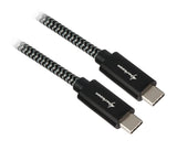 Sort og gråt flettet Sharkoon USB-C-kabel med USB-C-hanstik i begge ender