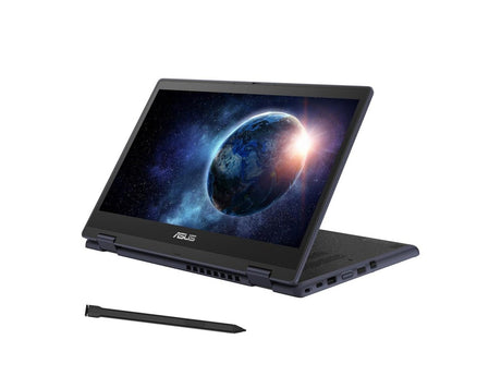 ASUS ExpertBook BR1402FGA-NT0629XA i konvertibel position med en vist pen; pakkeindhold afventer bekræftelse