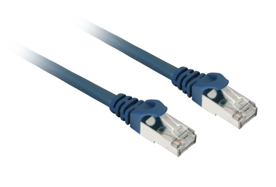 Blåt Sharkoon RJ45 patchkabel med Cat.7a råkabel