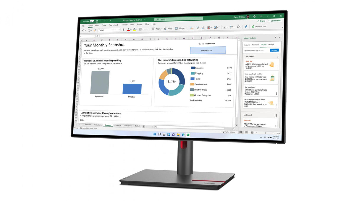 Lenovo ThinkVision P27h-30 27 2560 x 1440 (2K) HDMI DisplayPort USB-C 60Hz Pivot Skærm Lenovo