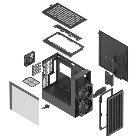 HAVN BF 360 Flow – sort Mid Tower kabinet med præinstallerede high-performance fans HAVN