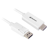 Sharkoon DisplayPort 1.2 til HDMI 2.0 adapterkabel – hvid, 1 m, 4K 60 Hz – billede 1