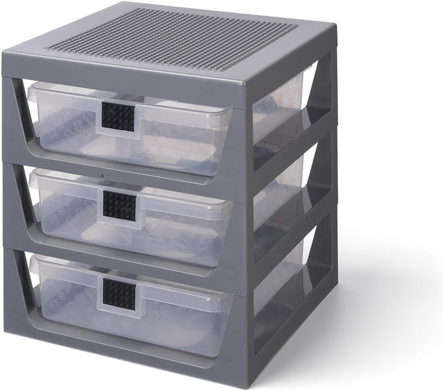 Room Copenhagen LEGO drawer shelf set of 3, storage box (grey) Room Copenhagen
