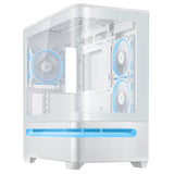 ASUS PRIME AP202 TG ARGB – kabinet set fra modsat vinkel med eksempelkomponenter