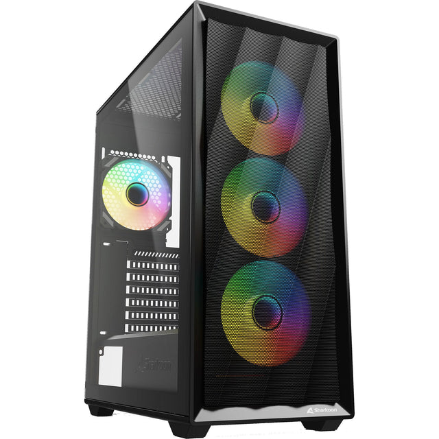 Sharkoon VK4 ARGB ATX-kabinet, sort, 4 × 120 mm PWM-blæsere