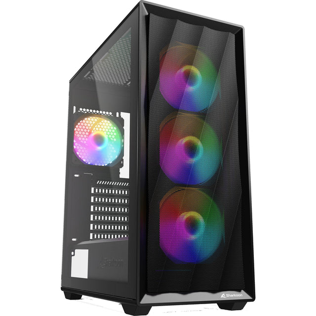 Sharkoon VK4 Rainbow ATX-kabinet, sort, 4 × 120 mm LED-blæsere