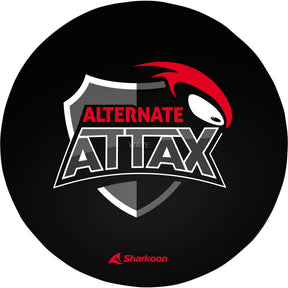 Sort rund Sharkoon gulvmåtte med ALTERNATE aTTaX-logo