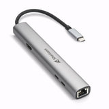 Sharkoon OfficePal Combo Adapter Dark Gray USB-C 10Gbps 4K 60Hz HDMI Gigabit Ethernet Power Delivery Docking Station Sharkoon