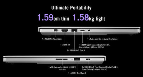 ASUS ROG Zephyrus G14 GU405AW-SY017W – nærbillede af produktets detaljer (vinkel 4); tastaturlayout illustrativt