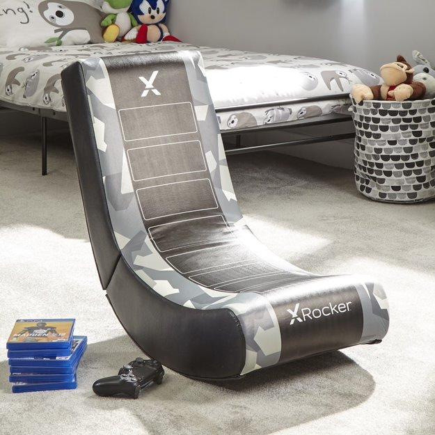 XRocker - Geo Camo Kids Gaming Chair - Grey X-Rocker