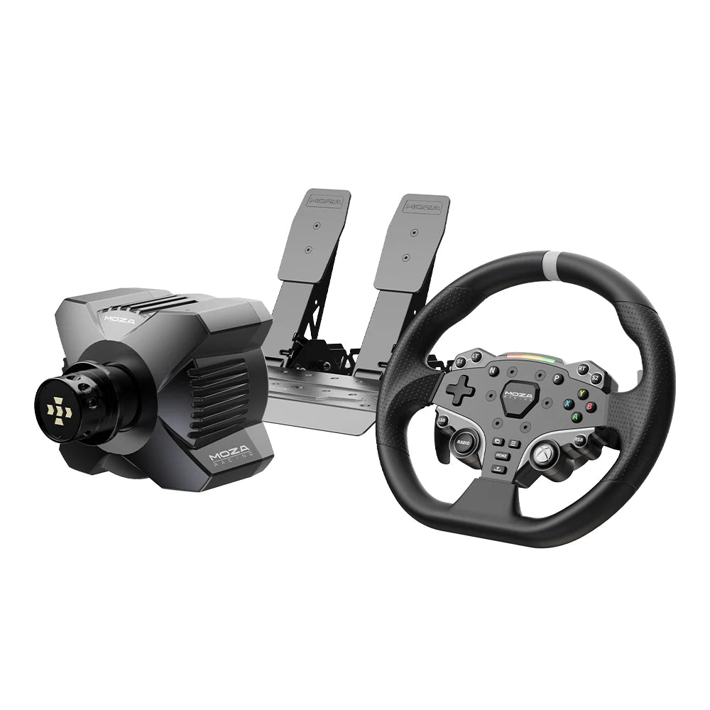 Moza R3 Rennsimulator (R3 Basis, ES Lenkrad, SR-P Lite Zwei Pedale, Tischklemme)