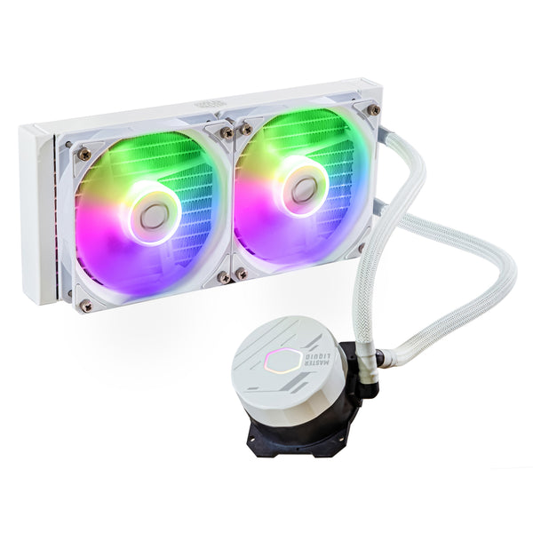Cooler Master MasterLiquid Lite 240L Core ARGB Prozessor-Flüssigkeitskühlsystem, 1er-Pack, Weiß, 120 mm