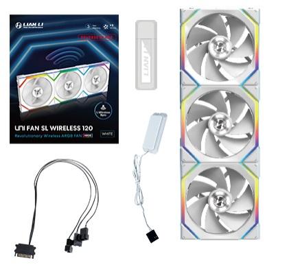 Lian Li UNI FAN SL Wireless Reverse, 3-pak, Hvid - 120mm
