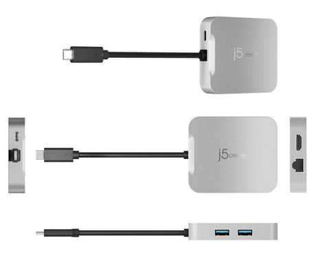 j5create JCD391-N – 4K60 USB-C multiport-adapter – Oversigt over sider og porte