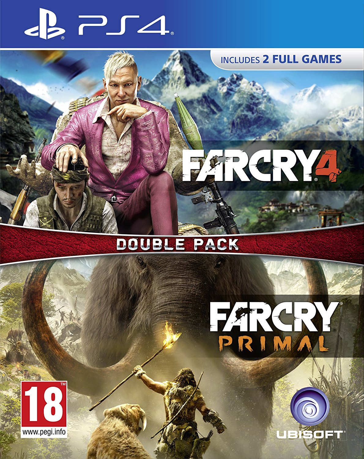Far Cry Primal / Far Cry 4 - Double Pack – PlayStation 4 – spilomslag