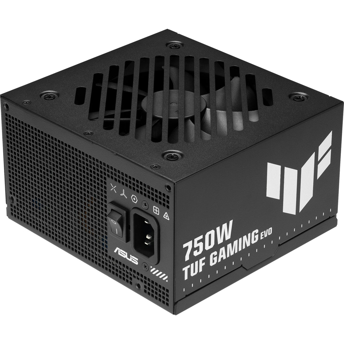ASUS TUF GAMING-750B-EVO – 750 W strømforsyning – Sort – produkt set skråt forfra