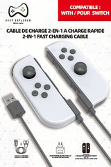 Deep Explorer 2-i-1-opladningskabel til Nintendo Switch Joy-Con – opladningskabel vist med Joy-Con – controllere medfølger ikke