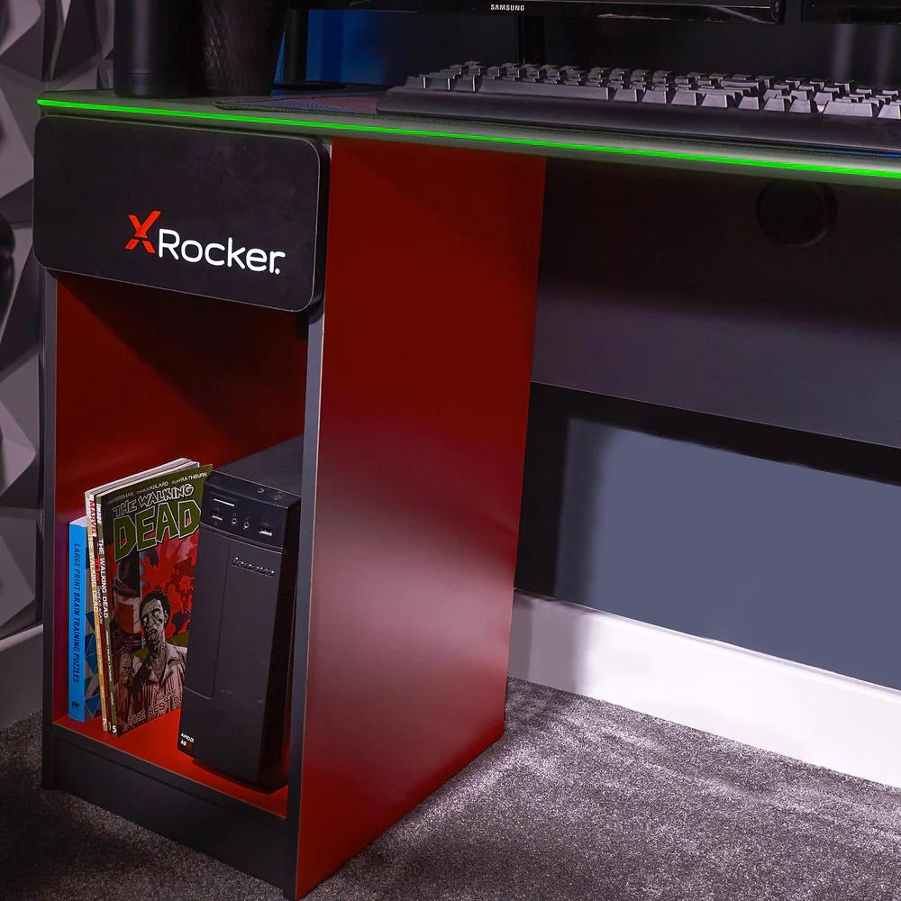 XROCKER CARBON-TEK DESK WITH WIRELESS CHARGING AND NEO FIBER LED XROCKER