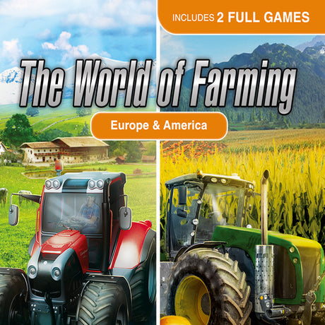 The World of Farming: Europe & America – PlayStation 4 – spillets illustration og logo