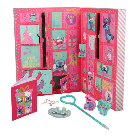 Disney Stitch julekalender – 32 dele med skrivetilbehør – kalender og indhold