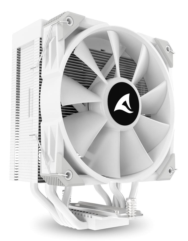 Sharkoon A50 RGB CPU-køler – hvid, 5 heatpipes, 120 mm PWM – billede 3