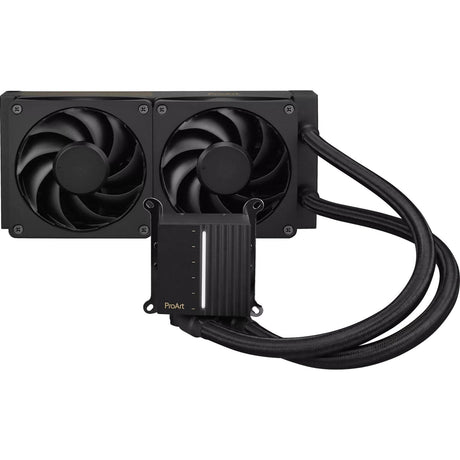 ASUS ProArt LC 240 – sort radiator med to blæsere, slanger og pumpeblok