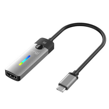 j5create USB-C til HDMI 2.1 – 8K-skærmadapter – Adapter set skråt forfra