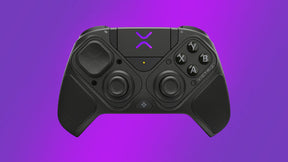 Turtle Beach Victrix Pro BFG Reloaded – PC – Grå – PC-controller set forfra på lilla baggrund