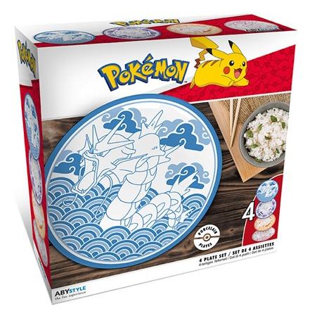 ABYstyle Pokémon-tallerkensæt i japansk stil med fire tallerkener, vist i emballagen