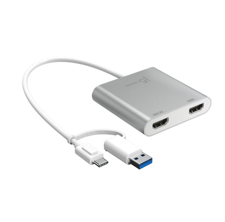 j5create JCA365 – USB-C til 2×HDMI-skærmadapter – adapter med USB-C- og USB-A-stik