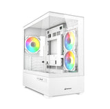 Sharkoon MK6 RGB White Panoramic Dual Tempered Glass 3x 120mm ARGB PWM Fans USB-C BTF Micro-ATX Gaming PC Case Sharkoon