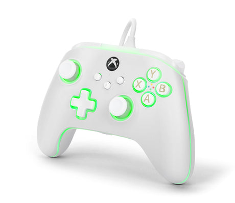 PowerA Advantage Lumectra kablet controller – hvid – Xbox/PC – skråt fra modsatte side