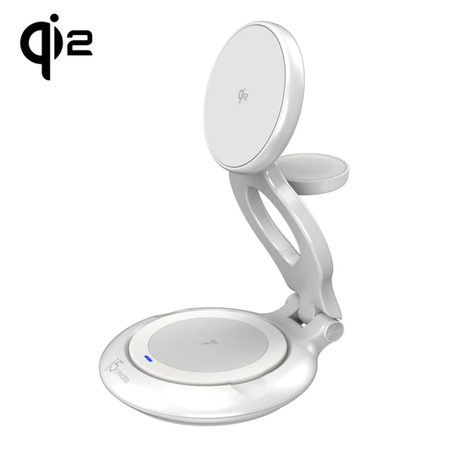 j5create JUPW3415-N – foldbar Qi2 3-i-1 ladestation – Qi2-oplader udfoldet